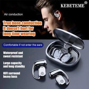 KEBETEME หูฟังแบบติดหูหูฟังแบบนำเสียงผ่านกระดูกรุ่น5.3หูฟังบลูทูธที่มีอายุการใช้งานยาวนานเป็นพิเศษเหมาะสำหรับท่องเที่ยวกลางแจ้ง