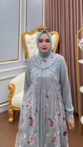 Gamis Motif Terbaru Diandra Dres Ceruty Babydoll Mix Tile Garden Aplikasi Payet M L XL XXL 3XL Baju Muslim Jumbo Lebaran Idul Adha Dress Kondangan Wanita Mewah Elegan Ootd Hijab Remaja Kekinian