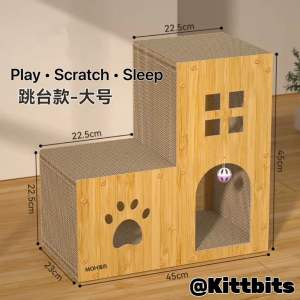 Kittbits Ready Stock Large Staircase cat scratcher 猫爪板 ready stock play rest sleep fun 猫抓板 猫屋 猫窝