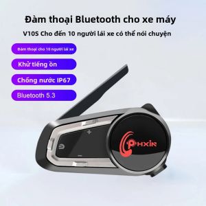 Tai Nghe Bluetooth Mũ Bảo Hiểm Xe Máy PHXIN V10S Đàm Thoại Liên Lạc 10 Người Tương Thích Mũ Bảo Hiểm Full/half Chống Nước Chống Ồn Tích Hợp Máy Nghe Nhạc Và Pin.