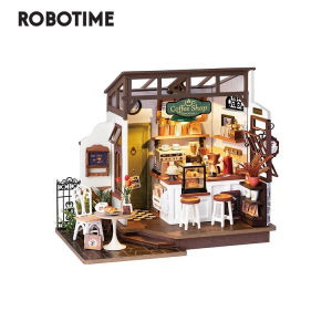 Robotime Rolife No.17 Café Miniature Dollhouse DIY Wooden House Furniture Model Build Birthday Gifts Kids Teen - DG162