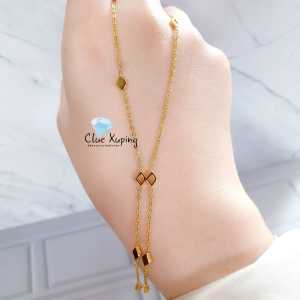 Kalung Terbaru Titanium 750 Juntai 2 Layer Gold Perhiasan Cx20092510