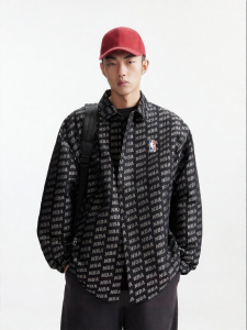 Jack Jones | Spring Casual Loose Notch Collar Jacket with NBA Logo Print