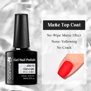 MSRUIOO 8ml Base No-wipe Matte Top Coat Gel Nail Polish Long-Lasting Soak Off UV Gel Nail Supplies Manicure Nail Art Vernis