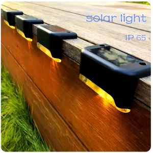 4Pack LED Solar Stair Light Lamp Waterproof Passage Courtyard Guardrail Step Night Light for Outdoor Garden Borders Terrace