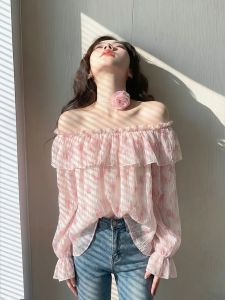 Chiffon Spaghetti Strap Pink Printed Shirt