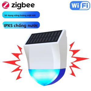 Tuya Thông Minh Zigbee/Wifi Chống Nước Ngoài Trời Còi Hú Báo Động Với Năng Lượng Mặt Trời & Nguồn Điện USB Tùy Chọn Điều Khiển Từ Xa 95dB An Ninh Ngôi Nhà