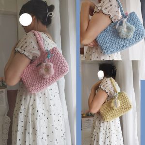 Alisa Handmade Crochet Twill Underarm Bag Creative Handmade Material Package DIY Gift for Girlfriend Girlfriends