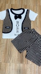 BAYIe - Setelan Kaos Baju Anak Lengan Pendek Model Rompi Panda