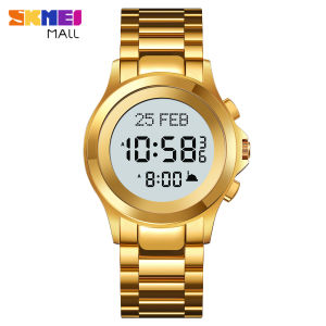 SKMEI 2270นาฬิกากิบลัตเข็มทิศมุสลิมสำหรับผู้ชายกันน้ำได้ลึก30เมตรเวลาแสวงบุญการแจ้งเตือนวันที่40.1มม.