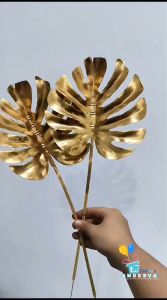 Bunga Daun Artificial Monstera Gold / Tanaman Bunga Plastik Artificial Monstera Gold 1 tangkai