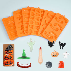 Halloween Yếu Tố Khuôn Bánh Silicone-Bánh Bí Ngô Đầu Lâu Ma Nhện Phù Thủy Bát Thiết Kế Đá Sỏi Thân Thiện Với Môi Trường Tự Làm Khuôn Socola