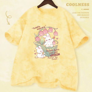 Summer Loose Cotton T-Shirt Womens Short Sleeve Dyed Print Casual Top Student Fashionable Design Sense Loose Summer Wear