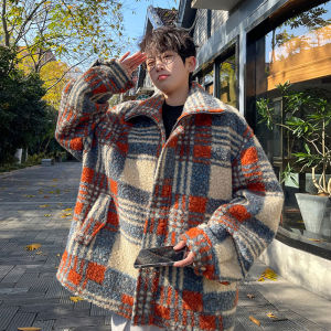เสื้อโค้ทผ้าวูลสไตล์ชาแนลสำหรับผู้ชายแจ็กเก็ตแบบสั้นลายสก๊อตแนววินเทจสไตล์อเมริกันสไตล์ฝรั่งเศสแบบฤดูใบไม้ร่วงและฤดูหนาวเสื้อผ้าฝ้ายแบรนด์ยอดนิยมสำหรับคู่รัก
