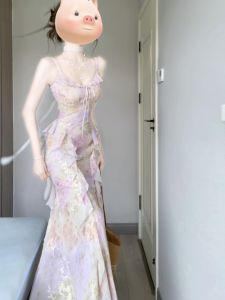 CHANGTONG | Đầm Kiểu Cá Chép Ôm Retro Hoa Văn