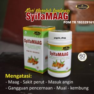 Binasyifa Herba SYIFAMAAG Obat - Mengobati sakit maag sakit perut - Mengatasi nyeri lambung kembung mulas mual - Mengatasi kejang perut masuk angin - Mengatasi gangguan pencernaan - Membantu memelihara fungsi pencernaan 60 kapsul