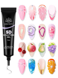 BORN PRETTY | BORN PRETTY 1/3Pcs 5D Nail Art Gel Sculpting Gel Nail Polish for Manicure Carvings & Shapes French Nails Stick Nail Rhinestones
