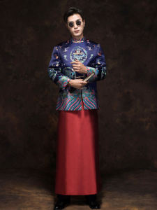 ชุดแต่งงานสไตล์จีน ชุดแต่งงานผู้ชาย ชุดกี่เพ้า ชุดกี่เพ้าลายมังกรและฟู ชุดกี่เพ้าสำหรับงานฉลองวันเกิด