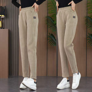 Womens Fleece Lined Harem Pants High Waist Slim Fit Fashionable Casual Trousers Autumn Winter plus Size Small Stature Slimming