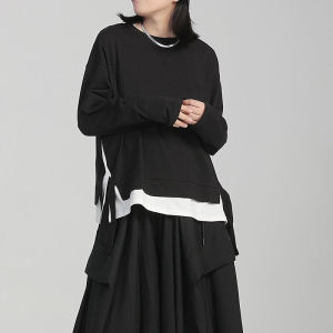 เสื้อยืดคอกลมแขนยาวลายสก็อตสีพื้นสำหรับผู้หญิง ทรงหลวม ผ้าฝ้าย ฤดูใบไม้ร่วง 2025 จีนแผ่นดินใหญ่ ปกติ