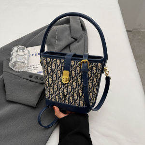 Fashionable Casual Bucket Bag Womens Handbag Retro Design Shoulder Bag Soft Fabric Material Lock Buckle Closure Small Size