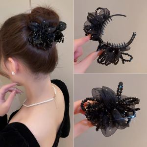 Elegant Simple New 2025 Back of Head Half Bun Hair Clip Mesh Grab Clip Fashionable Versatile Hair Accessories Korean Style