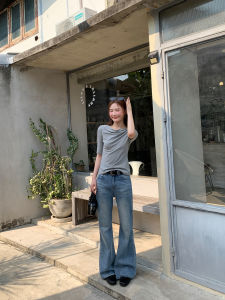 NIHAOKANONG | Quần Jeans Nữ Đen Co Dãn Nếp Nhăn Dày Dặn Thon Cao Waist Straight