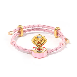 Mermaid Melody Flip Beaded Bracelet Pink Braided Rope Openable Shell Bracelet Womens Delicate Party Fashion Bracelet Jewelry