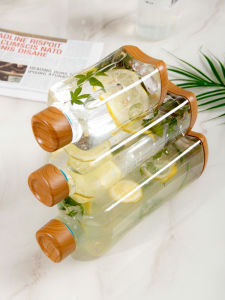 Lightweight Transparent Plastic Cold Water Bottle Couple Pearl Metal Water Cup Japanese Style Fresh Element Lidded Versatile Drinkware