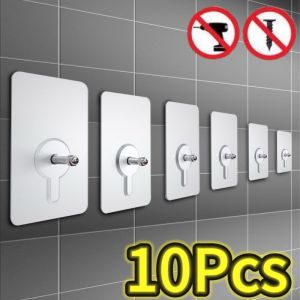 2-20pcs Strong Adhesive Nails Wall Hooks Transparent Seamless Waterproof Kitchen Bathroom Screw Hook Sticker Nail Holder Hanger
