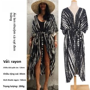 Áo Khoác Đi Biển Rộng Rãi Bằng Cotton Pha Trộn Chống Nắng Áo Khoác Ngoài Bikini Du Lịch Cho Nữ Áo Khoác Cardigan Hở Cổ Áo Che Nắng