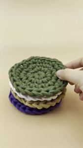 Handmade Cotton Crochet Round Coasters Boho Woven Cup Mats for Drinks Table Decor