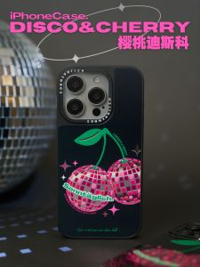Black Cherry Shiny Disco Mirror Phone Case for  14ProMax 15 Huawei Mate60 P70 Couples Full Cover TPU Protective Shell