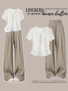 NUMEN BUTTON | Lazy Style Slimming V-Neck T-Shirt
