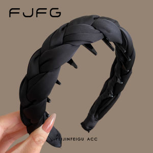 Elegant Satin Hairband Womens Upgraded Hairband Flax Twist Wide Edge Hairband Anti-dandruff Comb Hairband Hairpin