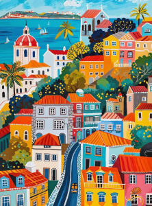 Jigsaw Puzzles for Adults 1000/500/1200pcs Seaside Town Paper Puzzles for Gameroom Bedroom Home Decor Birthday Party Gift