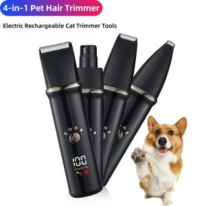 4-in-1 Pet Hair Trimmer with 4 Blades Grooming Clipper Nail Grinder Paw Shaver Low Noise Durable Pet Trimmer