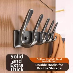No-drilling Over-the-door or Wall-mounted Hooks