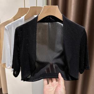Rayon Sunscreen Cardigan Womens Suspender Skirt Outer Shawl Summer Lightweight Short-Sleeved Pure Desire Mesh Coat Blouse