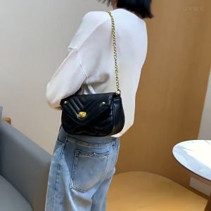 Yapak Maui PU Leather Shoulder Bag Oblique Net Chain Sling Bag Niche Crossbody Bag for Women