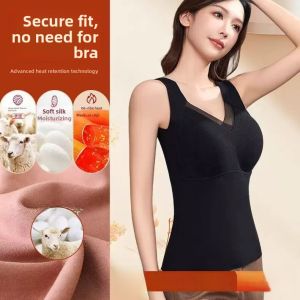 Fashionable Self-Heating German Velvet One-Piece Cup Womens Warmth Camisole Vest Underwear Trendy Strap Vest Innerwear
