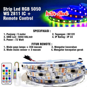 LED Strip RGB 5050 WS2811 / WS 2811 / 2811 IC + Remote Control IP33 INDOOR ONLY