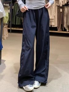 Quần Ống Đứng Nhanh Khô Phong Cách Đường Phố Mùa Hè Cho Nữ Quần Ống Rộng Cổ Điển Cạp Cao Quần Thể Thao Công Sở Phong Cách Mỹ