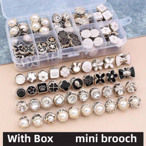 10Pcs/50pcs lothing Accessories With Storage Box Detachable Seamless Button Micro Badge Safe Mini Brooch for womens DIY.