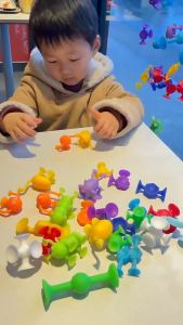 CHERRY Sensory Stimulation Silicone Sucker Toys Sensory Play for Children Special Needs Preschool Kindergarten Building Toys Creativity Ideas
