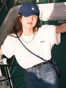 Pure Cotton Womens T-shirt Summer New Style American Loose Half Sleeve round Neck White Top Comfortable Breathable Fashionable