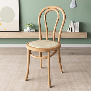 Retro Artistic Solid Wood Dining Chair Home Use Nordic Wicker Weaving Luxury Modern Backrest Bench Whole Assembly Chair