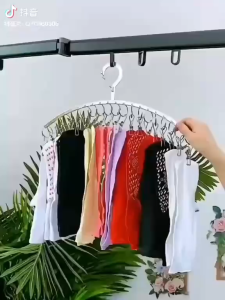 20 clips Durable Curved Drying Rack Windproof Stainless Steel Underwear Socks Drying Pegs Multi-funtional Clothing Hanger