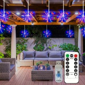 USB Powered Firework String Lights Copper Wire Fairy Lights with 8Lighting Modes for Bedroom Window Wedding Holiday Party Decor
