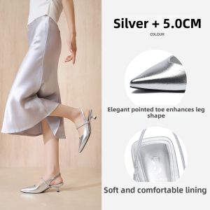 Josiny | Pointed Toe Open Back Slip-on Shoes for Women Comfortable Stiletto Heel